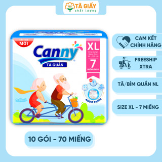 [Bán chạy] Combo 10 gói Tã/Bỉm Quần Người Già Canny Siêu Thấm, Mỏng nhẹ, Chống tràn Kháng Khuẩn Size  XL7 Miếng
