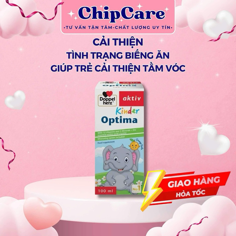 Siro bổ sung vitamin cho bé Doppelherz Kinder Optima hỗ trợ giúp bé ăn ngon, cải thiện tầm vóc