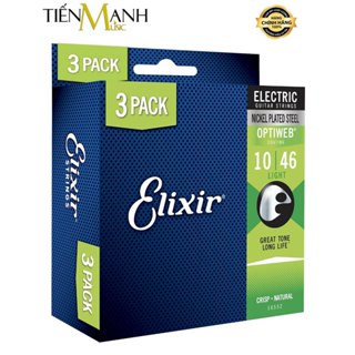   Chính Hãng  Sets 3 Bộ Dây Đàn Guitar Điện Phủ Lớp Optiweb Elixir 16552 - Pack Cỡ 10-46 Electric Strings 