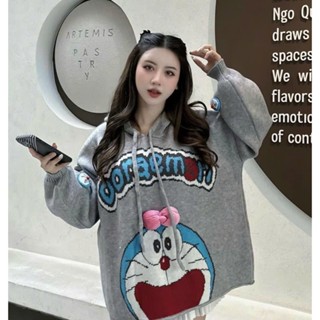  Áo nỉ hoodie lót lông doremonn phom rộng Unisex 