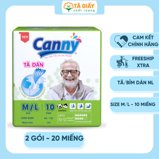 Combo 2 gói Tã/Bỉm dán người lớn siêu thấm hút, Mỏng nhẹ, CANNY size M/L10 miếng/gói