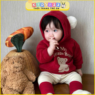  Set quần áo đỏ nỉ bé trai bé gái không khí noel mặc tết đáng yêu dễ thương A23 