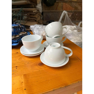 Combo 6 bộ cốc đĩa cafe sứ trắng 220ml - hàng BT