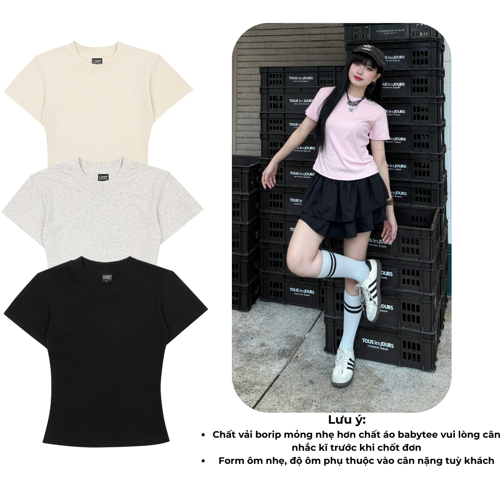 Áo thun babytee Gimme - vải borip cotton 4 chiều mềm mịn - form fit người - GMBR1