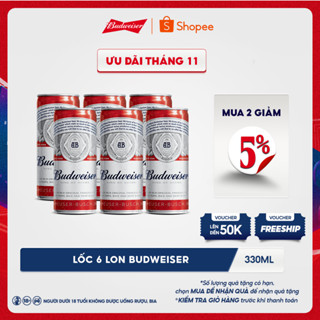 Lốc 6 Lon Bia Budweiser Chính Hãng (330ml/ lon)