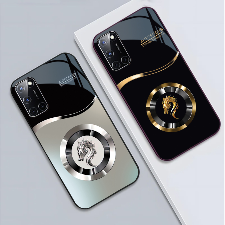 Ốp Lưng cho OPPO A52, A92 Mặt kính cường lực, cao cấp Họa tiết FOCUS RỒNG