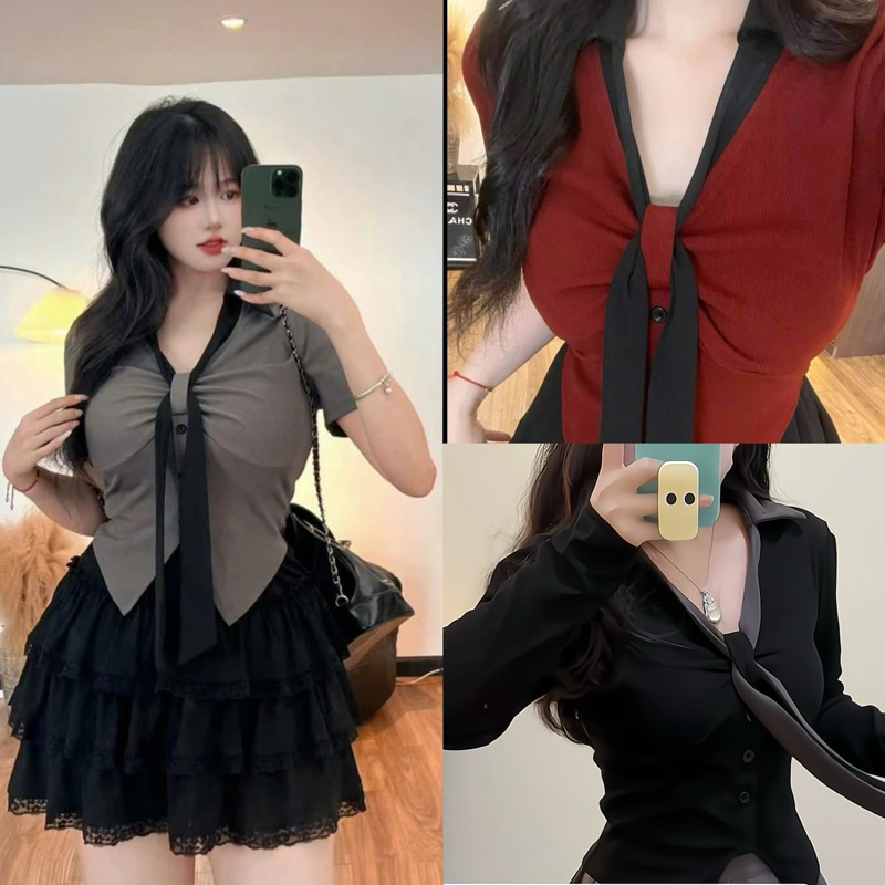Áo Thun Phối Cổ Sơ Mi Nữ Chất Thun Cao Cấp Co Giãn 4 Chiều Form Dễ Thương Dễ Mặc - Women | BigBuy360 - bigbuy360.vn