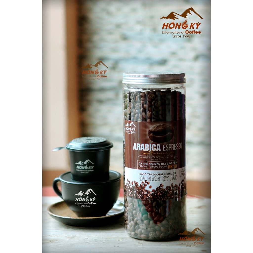 Cafe nguyên hạt cao cấp Hk10 100% Arabica hương vị đậm đà thơm ngon 500gr Hồng Kỳ Coffee
