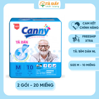 Combo 2 gói Tã/Bỉm dán người lớn siêu thấm CANNY size M,M/L,XL 20 miếng