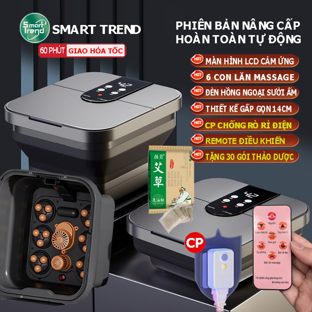 Máy Ngâm Chân Cao Cấp SMART TREND-Tự Động Làm Nóng, Massage, Chống Giật, Bí Quyết Thư Giãn & Làm Đẹp