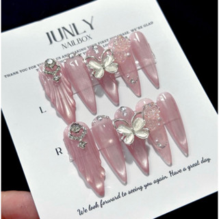  Nailbox mắt mèo ánh trăng JUNLY - nail box thiết kế móng giả tông hồng cô dâu đi tiệc 357 