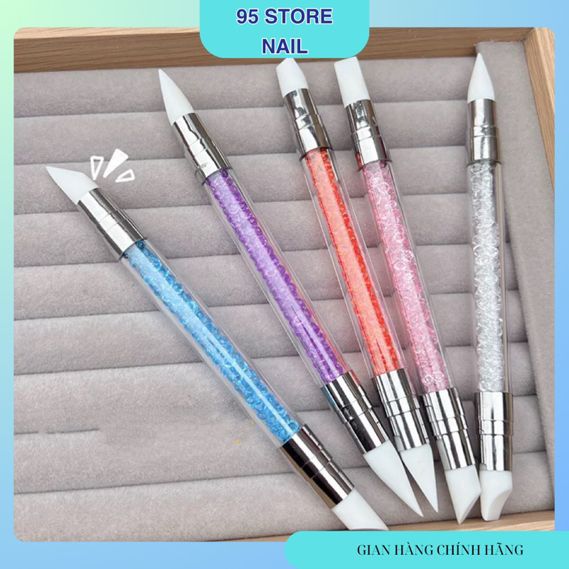 bút silicon nail nặn hoa, miết sticker - set 5 cây . bút 2 đầu silicon Nail.nailgiare95