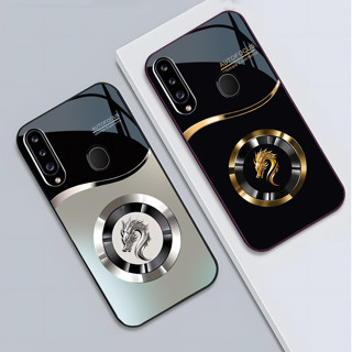 Ốp Lưng cho SAMSUNG GALAXY A20S Mặt kính cường lực, cao cấp Họa tiết FOCUS RỒNG