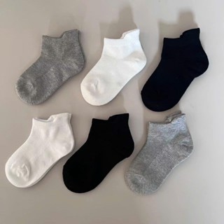 Set 5 đôi Tất cổ ngắn cho bé Màu trơn chất Cotton đẹp Dày dặn có lỗ thoáng khí
