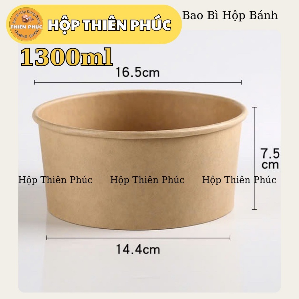 50 Tô giấy 1300ml cao đựng hủ tiếu - phở - tô - tô giấy nướng bánh bông lan - đựng salad