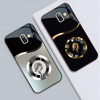 Ốp Lưng cho SAMSUNG GALAXY J6, J6 PLUS Mặt kính cường lực, cao cấp Họa tiết FOCUS RỒNG