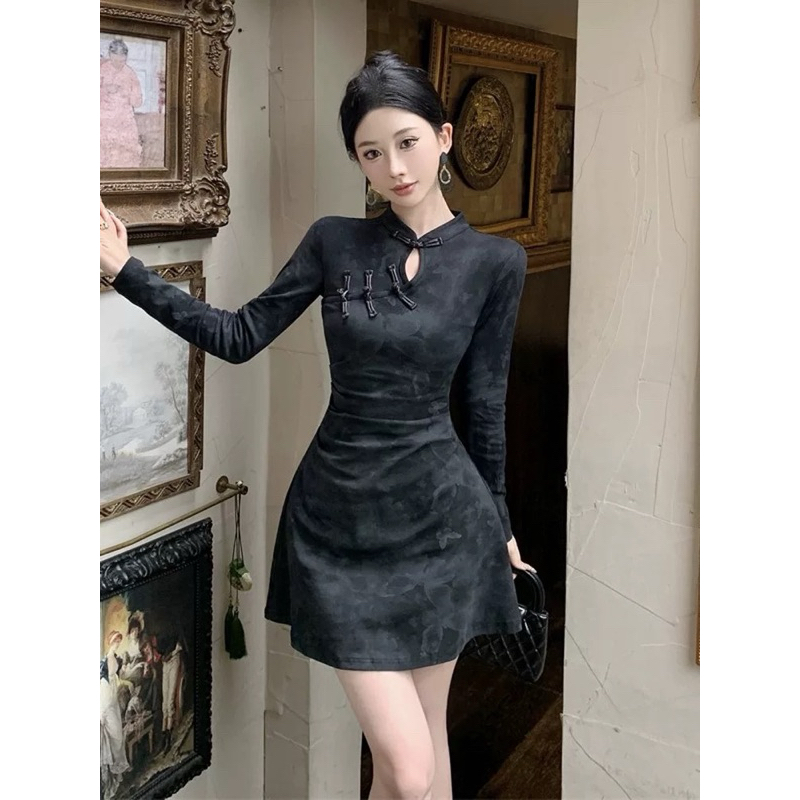 Sườn xám ngắn phối tay dài cách tân | 261