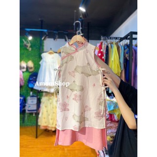 Áo dài lá sen thướt tha xinh xắn cho bé