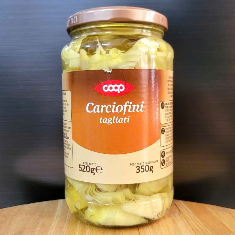 COOP – LỌ LỚN 520g – HOA  A TI SÔ CẮT LÁT NGÂM DẦU HƯỚNG DƯƠNG / Ý / Artichoke Hearts Marinated in O