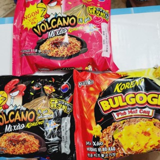 Mì xào Koreno Volcano vị gà, phomai, Bulgogi phô mai cay