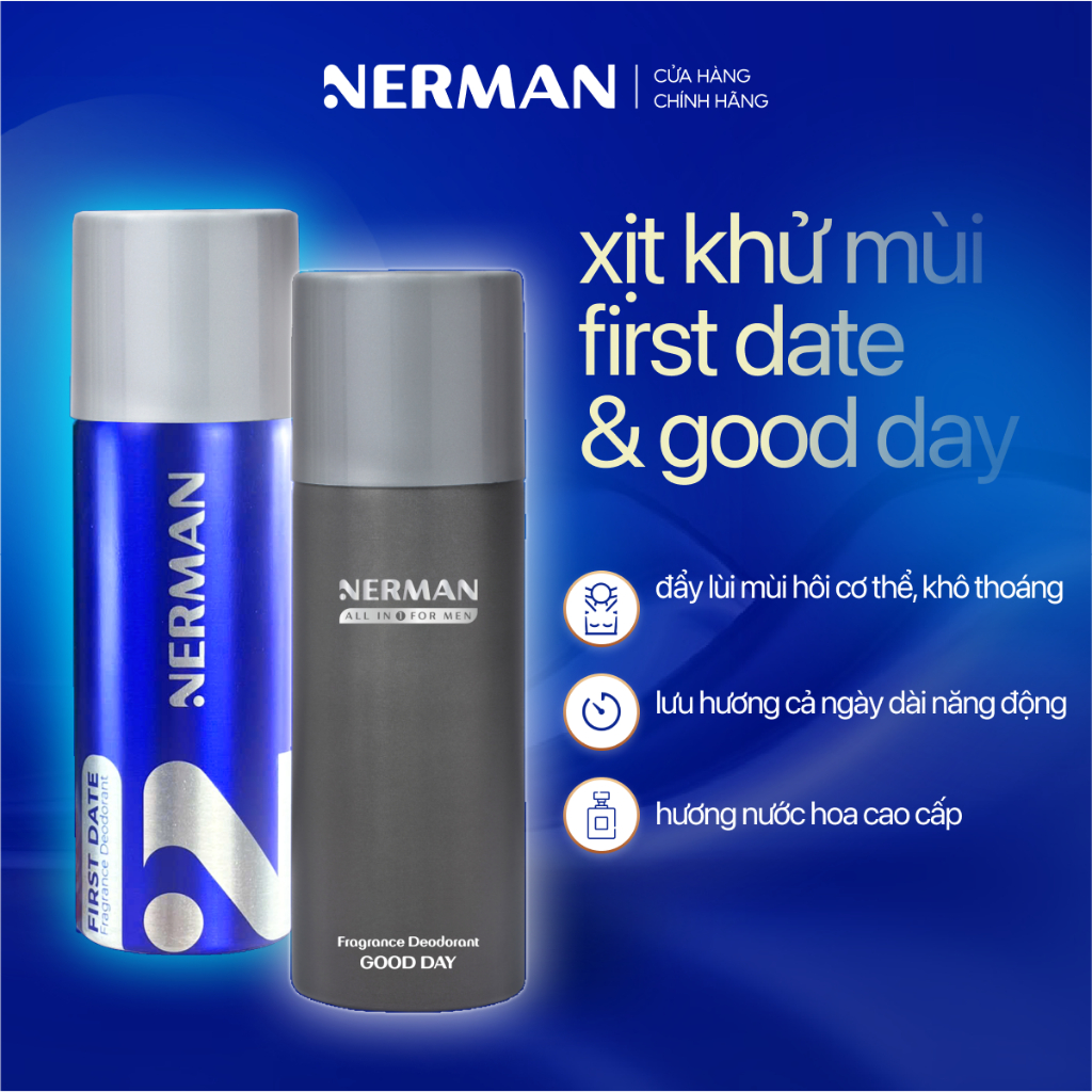 Xịt Khử Mùi Nam Giới Hương Nước Hoa Good Day, First Date Nerman 100Ml