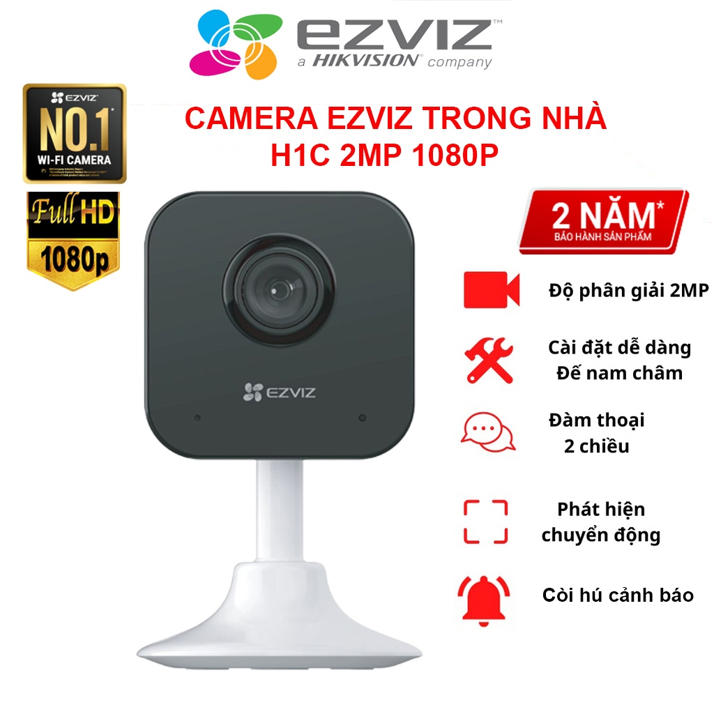 Camera Wifi Ezviz H1c C1C 2MP Đàm Thoại 2 Chiều, Đế Nam Châm, Còi Hú Báo Động, Phát Hiện Chuyển Động