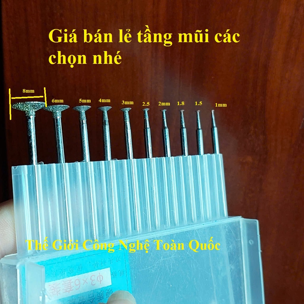 mũi mài đá hoặc khắc chi tiết nhỏ mũi mài đá ngọc hình nấm chân cán 2.3mm chuyên dụng mài đá mài ngọ