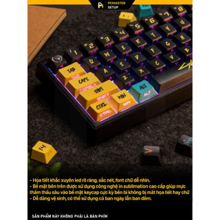 Keycap pbt xuyên led CyberPunk họa tiết in dyesub xuyên led side print doubleshot