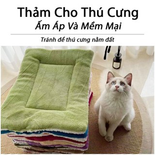  Nệm Cho Chó Mèo 40x50cm Vải Nhung  MÀU NGẪU NHIÊN  Đệm Ngủ Chó Thảm Lót Chuồng Chó 