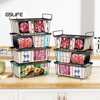 GSlife (4/8pcs)Giỏ Đựng Đồ Đông Lạnh Rổ Nhà Bếp-Kệ Đựng Tủ Lạnh Dễ Dàng Làm Sạch Thép Carbon