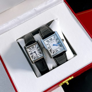 ĐỒNG HỒ CẶP NAM NỮ CATIER | Size 22 và 26mm, mặt vuông, 2 kim, dây da nổi vân cá sấu cao cấp, bảo hành 6 tháng