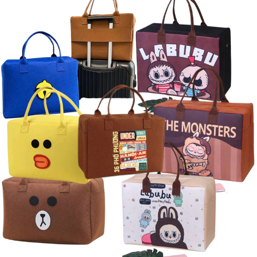 Túi Du Lịch, Túi Đựng Đồ Đa Năng Đi Chơi, Đi Biển, Để Quần Áo, Cài Vali Vải Nỉ Xốp Nhiều Hoạ Tiết