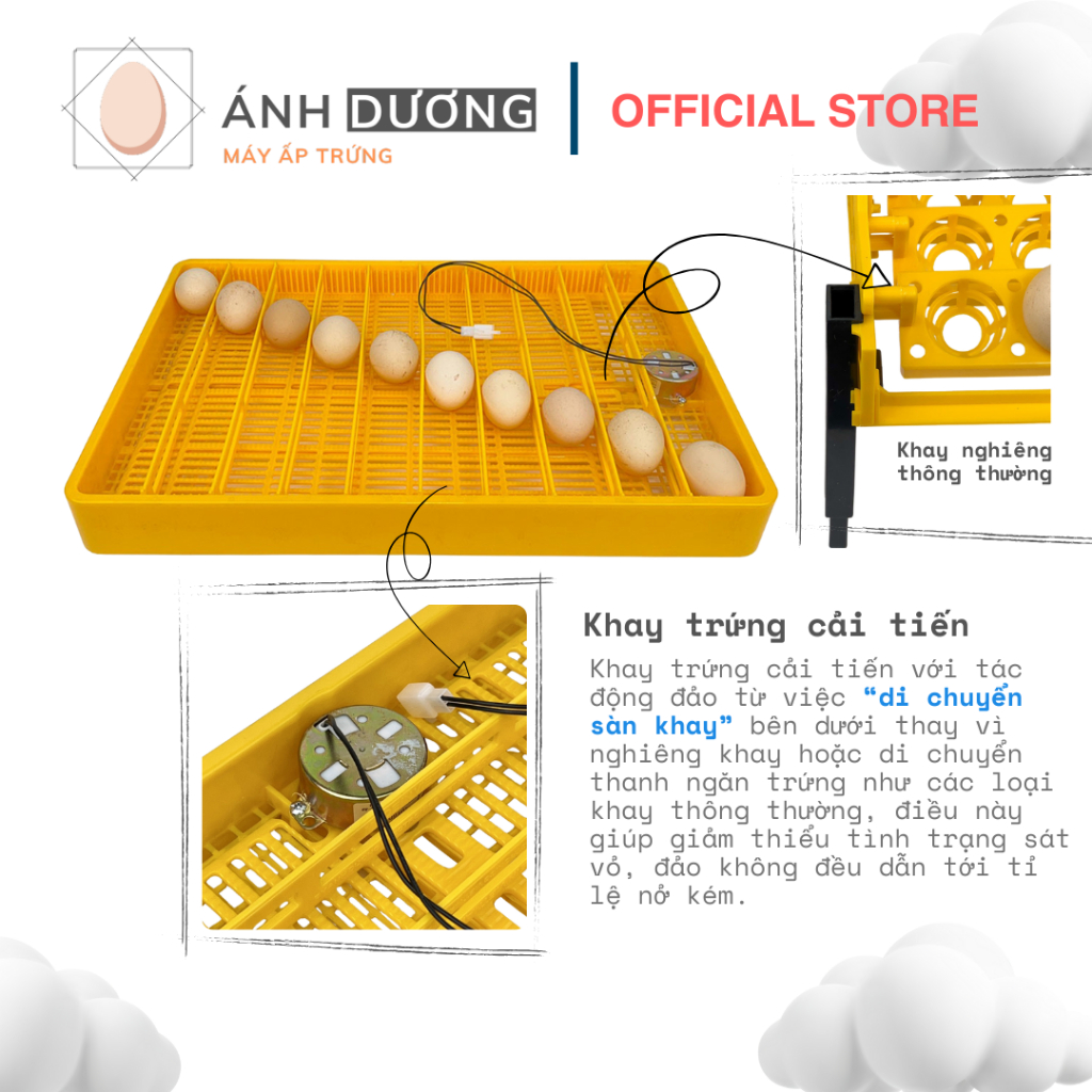 Khay đảo trứng tự động 54 quả làm từ nhựa ABS - Tự đảo trứng