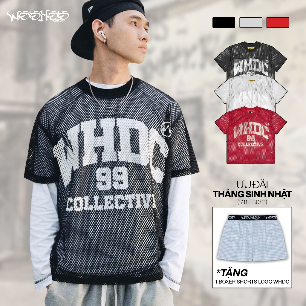 Áo Thun Lưới Jersey Vải Mesh Team WHDC Sport summer vibe Unisex Top Cổ Tròn