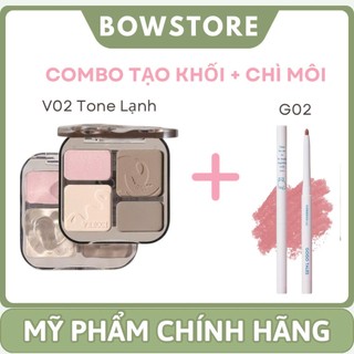   DEAL SỐC GIÁ RẺ  COMBO VEECCI Bảng phấn Tạo Khối & Bắt Sáng 4 Ô +Chì kẻ viền môi Gogo Tales Bowstore hanoi 