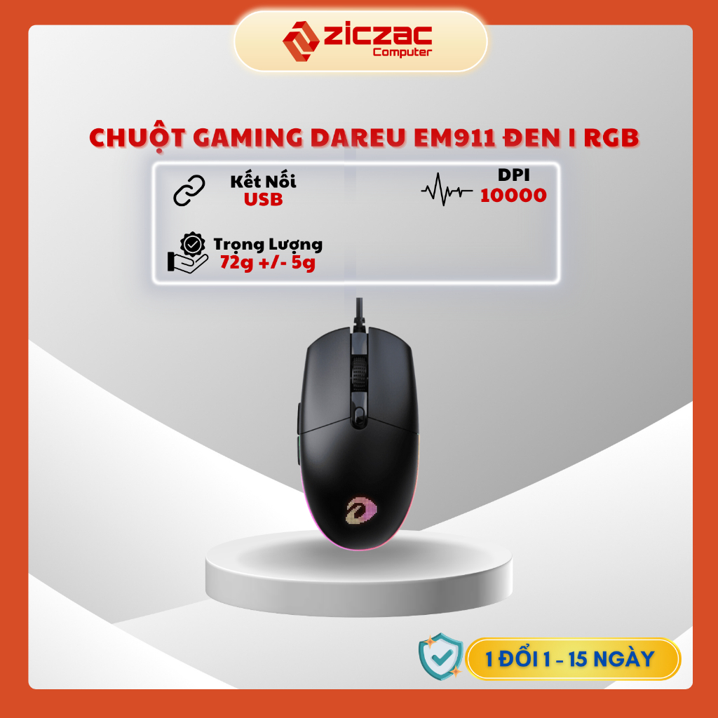 Chuột máy tính Dareu EM911 RGB Black / White - chính hãng - GIá rẻ