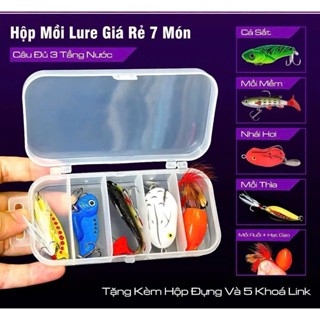 Hộp Mồi Lure Bộ Mồi Câu Lure Tổng Hợp Đủ Mọi Địa Hình Mồi Nhái Hơi Cá Sắt Cá Thìa Hạt Gạo Giá Rẻ Kèm Hộp
