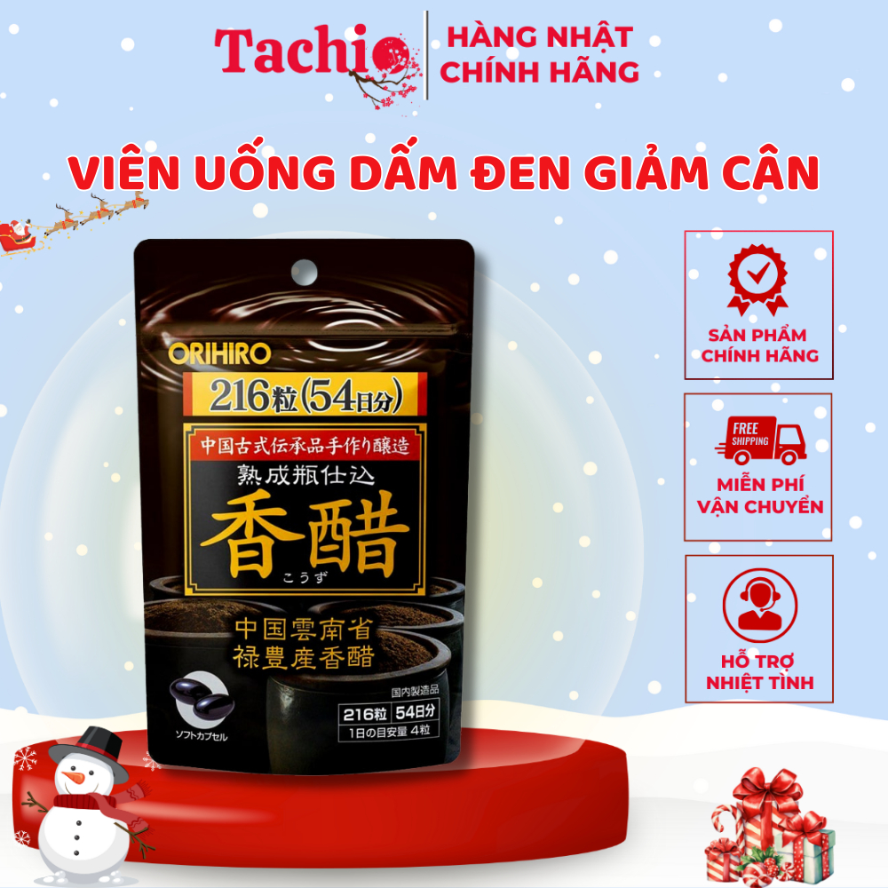 Viên uống dấm đen giảm cân Nhật Bản Orihiro túi 216 viên đẹp da an toàn