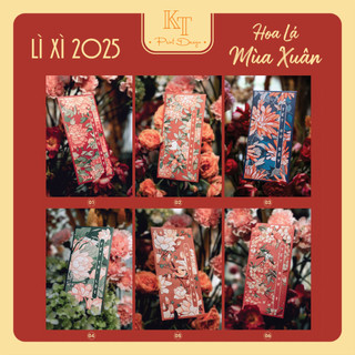   SẴN  BAO LÌ XÌ MẪU 2025 1 XẤP 10 CÁI - MẪU HOA LÁ XUÂN - kimtien.printdesign 
