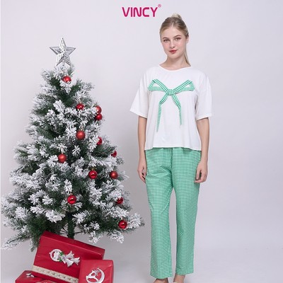 Bộ phối quần kate với áo thun cotton cho Noel BTD170W41