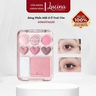  Bảng phấn mắt 8 ô GOGO TALES hình trái tim bảng phấn mắt 3 in1  bắt sáng highlight má hồng kèm sticker 