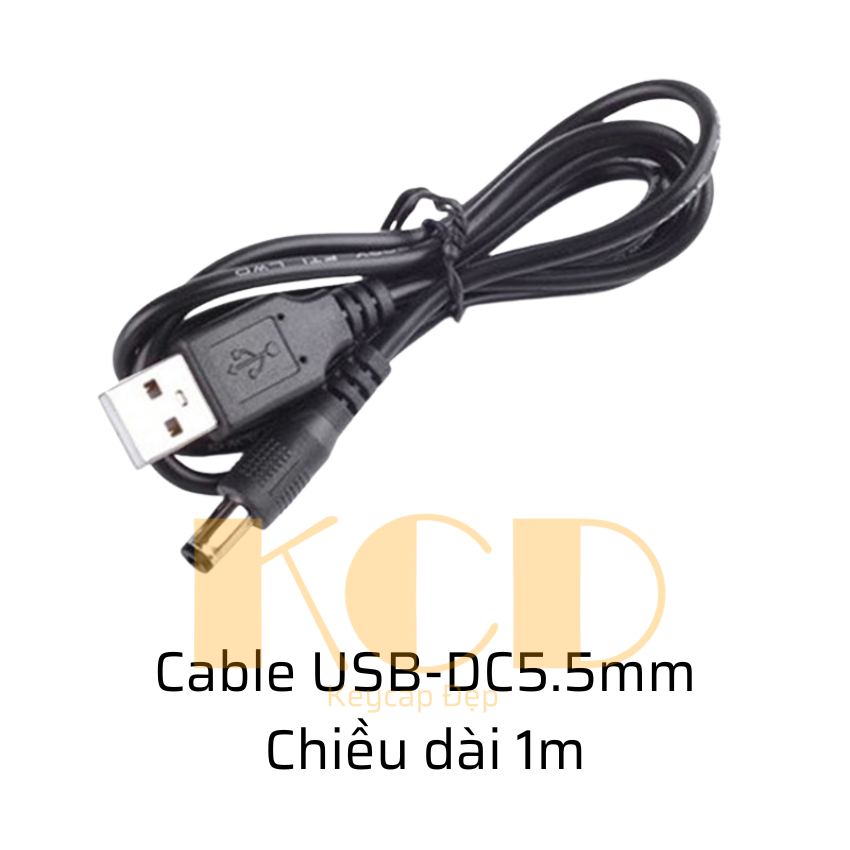 Dây USB sang DC 5.5x2.1mm 5V 2A