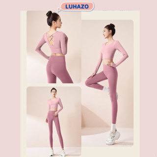 Đồ tập gym nữ LUHAZO erobic yoga vải co giãn thấm hút mồ hôi tốt dài tay basic dễ mặc năng động 1304 T2T2 Pickleball