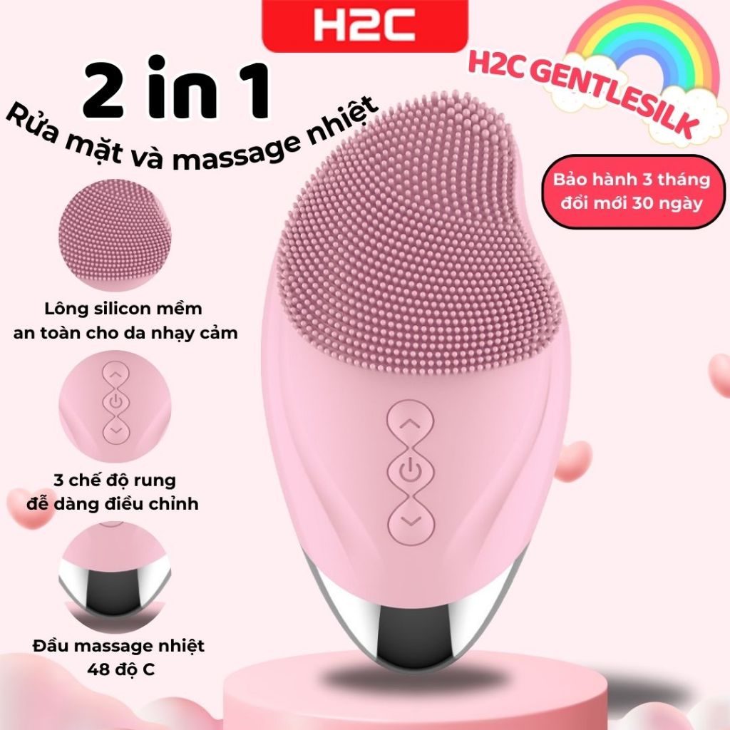 Máy Rửa Mặt Silicon, Massage Mắt, Làm Ấm Giảm Nhăn Bọng Mắt H2C
