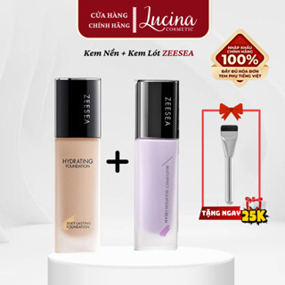   TẶNG CỌ TÁN NỀN  Combo kem lót và kem nền ZEESEA chai 30G tặng kèm cọt dẹt tán nền LUCINA COSMETICS 