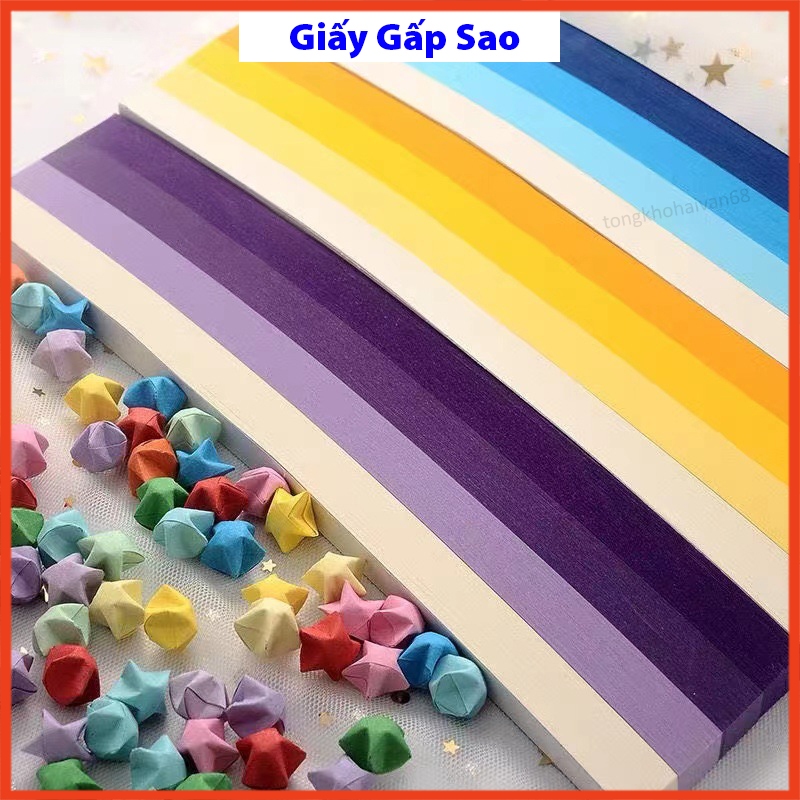 Giấy gấp sao 540 tờ dài 24cm, giấy origami nhiều màu dạ quang nhiều lựa chọn