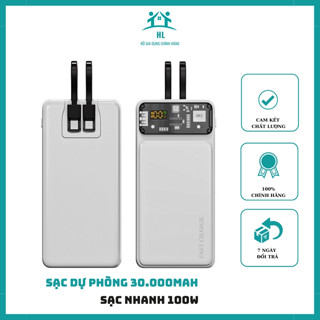 Sạc dự phòng Powerbank 120w/100w PD22.5w 30000Mah pin dự phòng màn hình led tích hợp 2 đầu sạc tiện dụng Type-C, Iphone