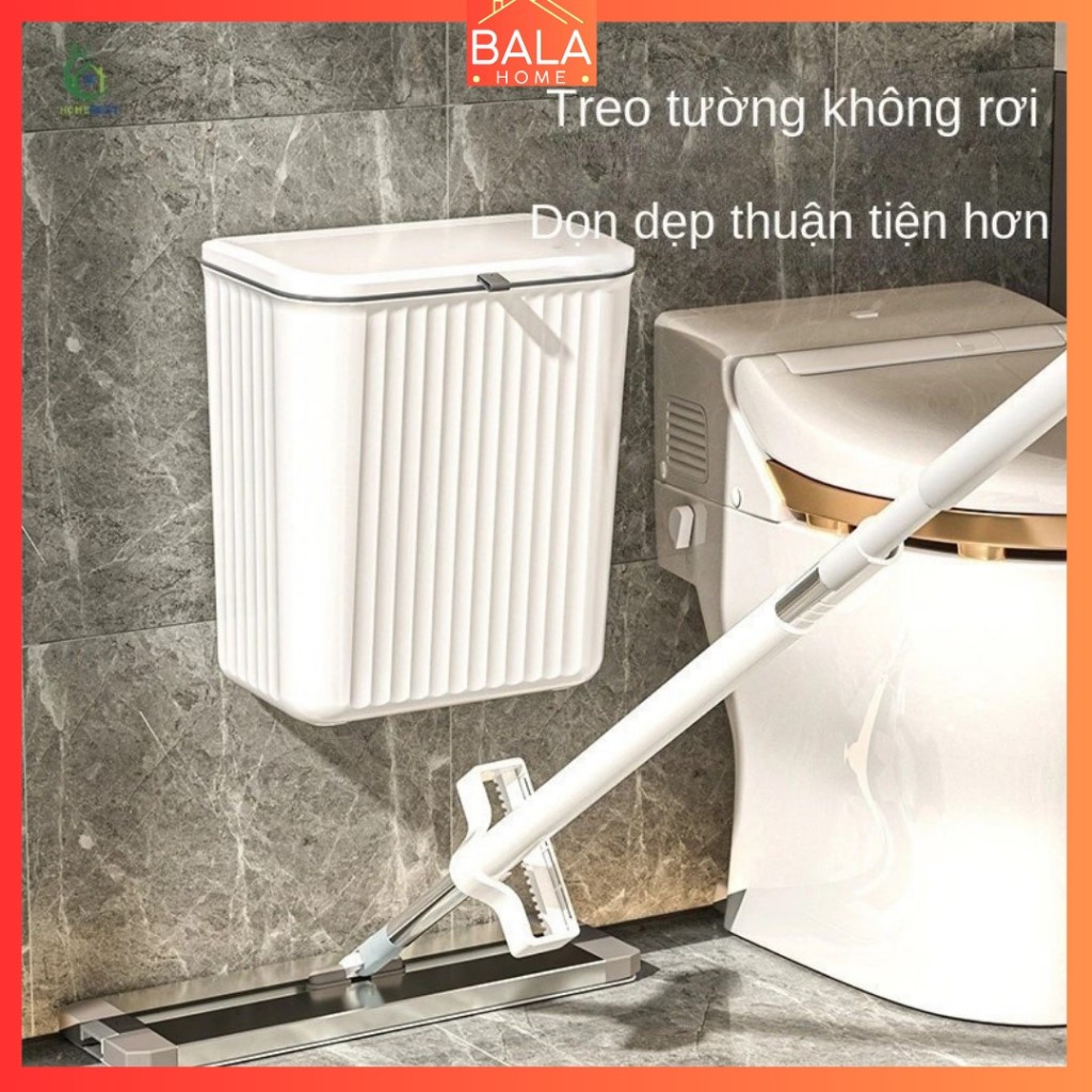 Thùng Rác Treo Tường 12L Nắp Lật - Có Móc Cài Tủ Bếp, Miếng Dán Tường Cao Cấp, Nhựa PVC Phủ Bóng