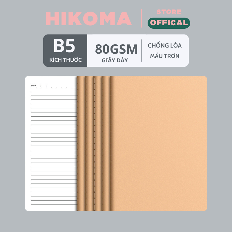 Vở kẻ ngang 120 trang 80gsm mẫu trơn basic chống lóa bảo vệ mắt