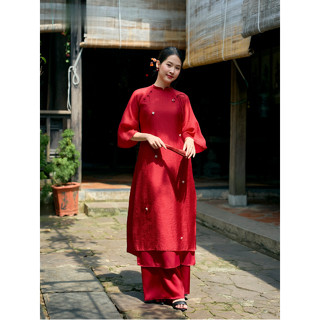 Áo Dài Cách Tân Tâm Ý Nhà Lụa Vải Tơ Cao Cấp, Lót Lụa Mềm, Họa Tiết Đính Hoa Tinh Tế, Sang Trọng Chụp Ảnh, Lễ Chùa